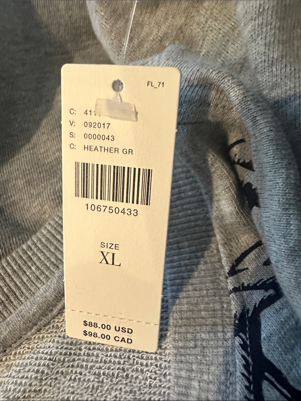 New with Tag! Anthropologie Maeve Gray Nautical Puff Sleeve Sweatshirt sz XL - Picture 9 of 10